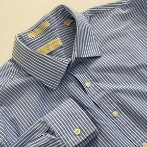 Michael Kors Men's Blue Pinstripe Dress Shirt